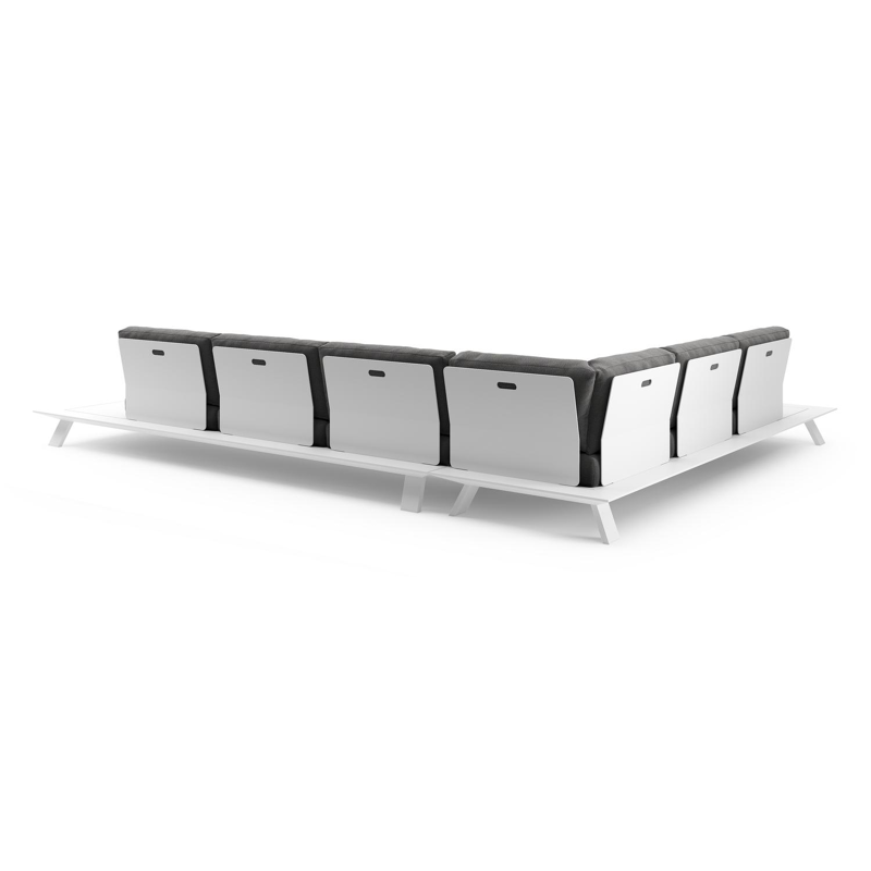 Cesano loungehoek in wit aluminium met savane tornado all weather Sunbrella® luxe kussen