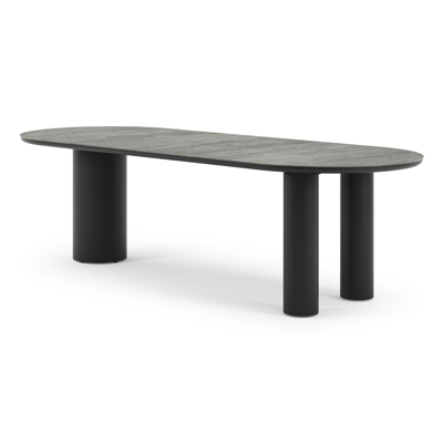 Organo tuintafel ovaal in zwart aluminium en volkeramiek  aspen grey - L 260 x B 100 x H 74 cm