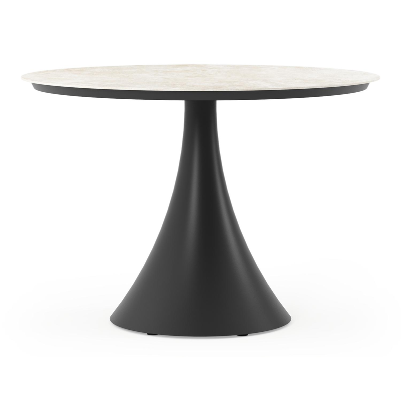 Table de jardin Fano ronde en aluminium noir et céramique Rapolano - Diam. 110 x Haut. 75 cm