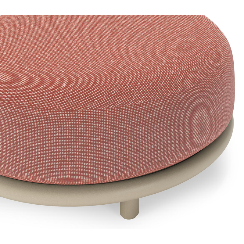 Pouf Lomano en aluminium beige et corde luxe plate tissÃ©e verticalement beige et coussins en all weather sunbrellaÂ® luxe Slow Alezan