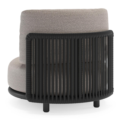 Lomano loungestoel in zwart aluminium en beige verticaal geweven luxe vlakke rope met wander granite all weather sunbrella® luxe kussen