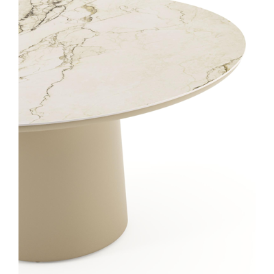 Amico tuintafel rond in beige aluminium en volkeramiek Colorado Dunes - Dia. 148 x H 73.5 cm