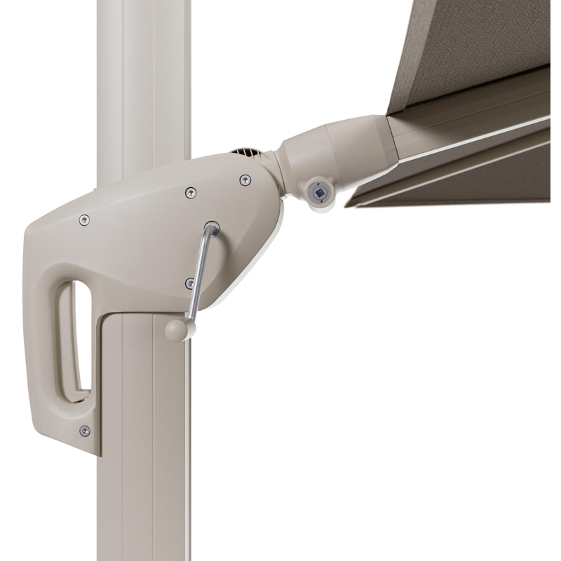 Minore zweefparasol met tiltfunctie in beige aluminium en Savane Coconut All Weather Sunbrella® Luxe parasoldoek - L1: 280 x L2: 370 cm (zonder voet) (zonder voet)