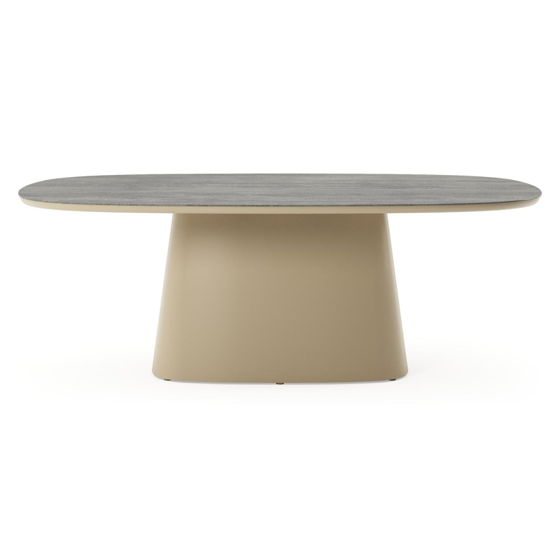 Amico tuintafel bombo xl in beige aluminium en volkeramiek Aspen Grey - L 210 x B 148 x H 73.5 cm