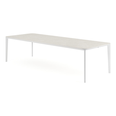 Urbino tuintafel in wit aluminium en volkeramiek shilin - L 290 x B 110 x H 75 cm