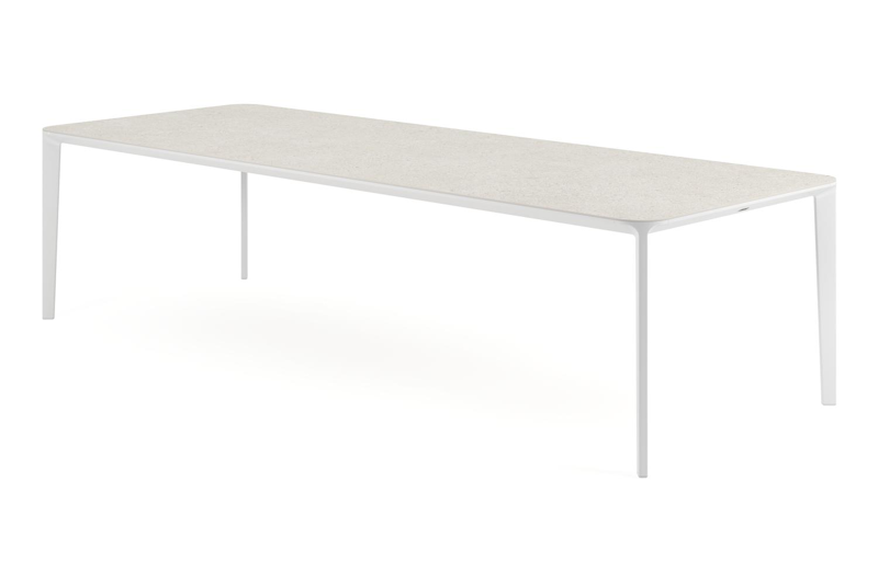 Urbino tuintafel in wit aluminium en volkeramiek shilin - L 290 x B 110 x H 75 cm
