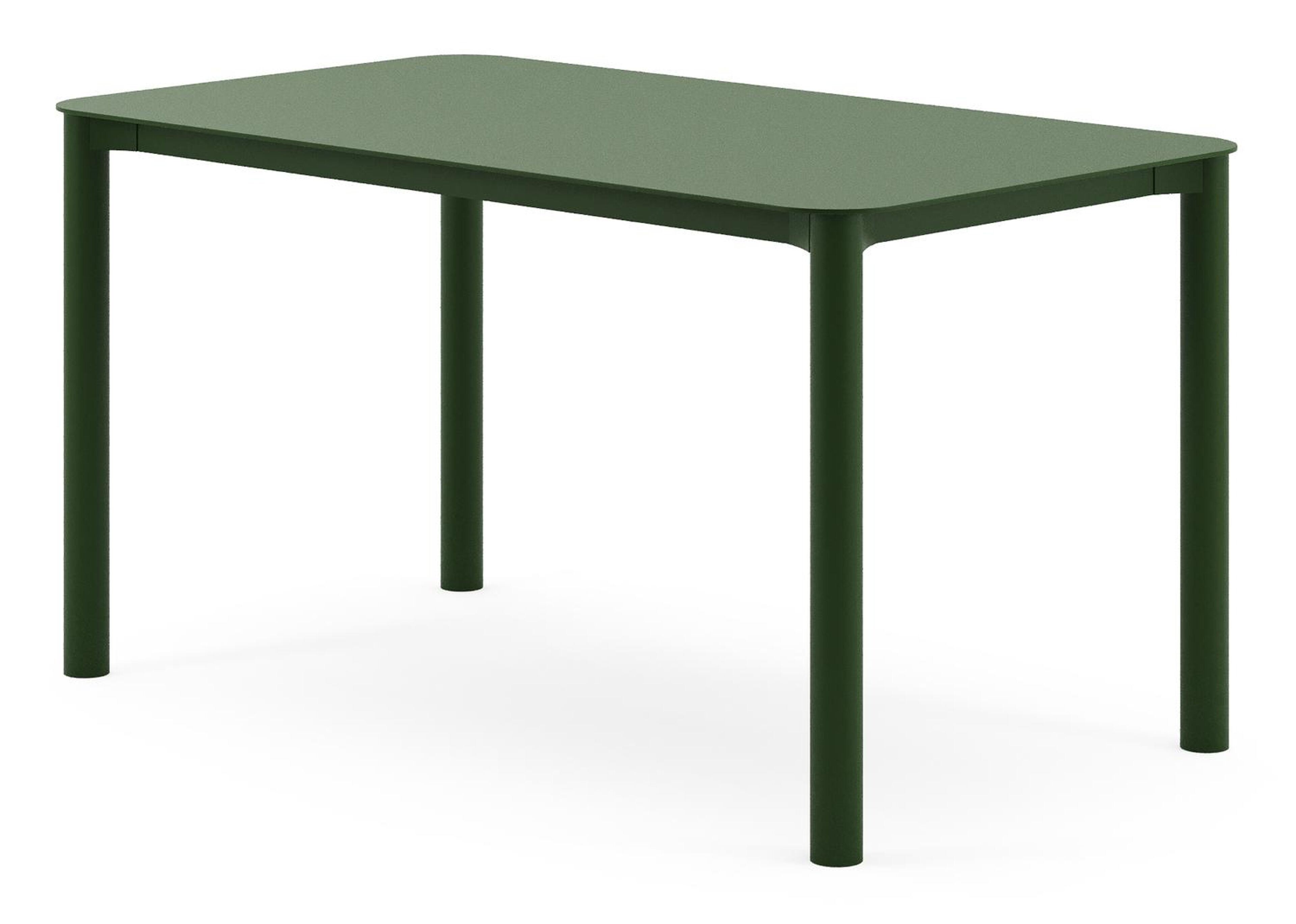 Table de jardin Orso rectangulaire arrondie en aluminium vert - Lg. 140 x Lrg. 80 x Haut. 74,5 cm