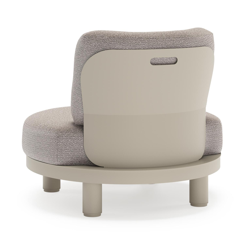 Fauteuil de jardin Donato en aluminium beige et coussins en all weather sunbrella® luxe Wander Granite