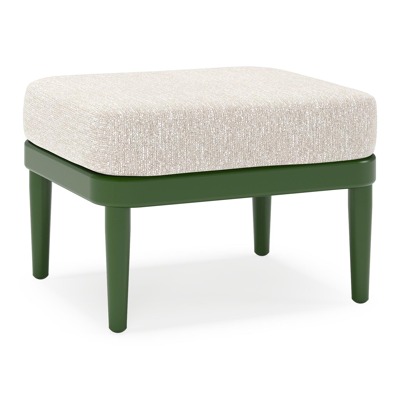 Orso poef in groen aluminium met Tundra Sand all weather sunbrella® luxe kussen