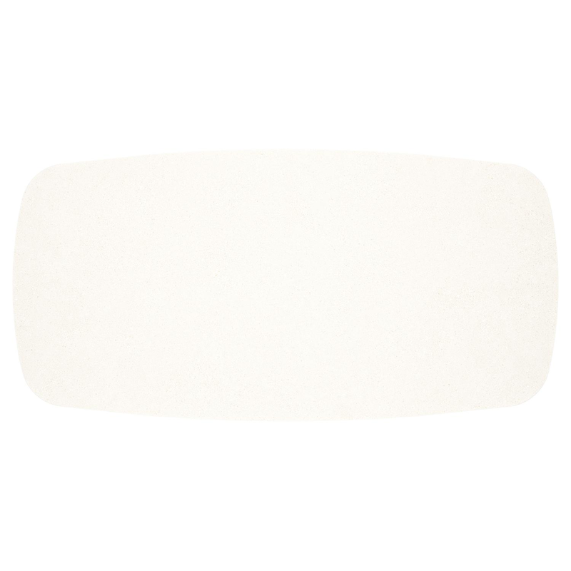 Tarsia tuintafel bootvorm in beige aluminium en Crema Minerale sintered stone - L 90 x B 180 x H 74.5 cm