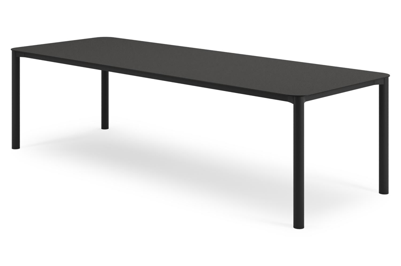 Mira tuintafel rechthoekig afgerond in zwart aluminium en sintered stone Notte minerale - L 270 x B 100 x H 74 cm