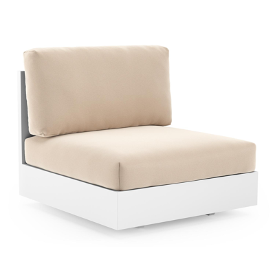 Fauteuil de jardin Como en aluminium blanc et coussins en all weather sunbrella® luxe natte linen chalk