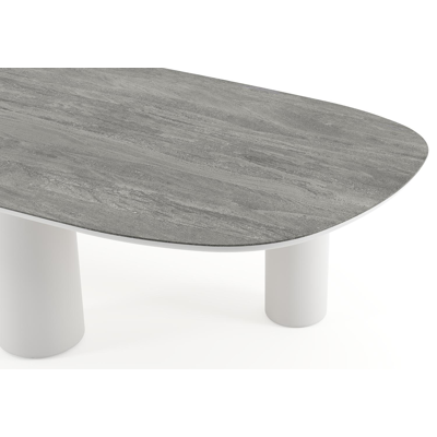 Amico tuintafel bombo xl in wit aluminium en volkeramiek Aspen Grey - L 320 x B 148 x H 73.5 cm