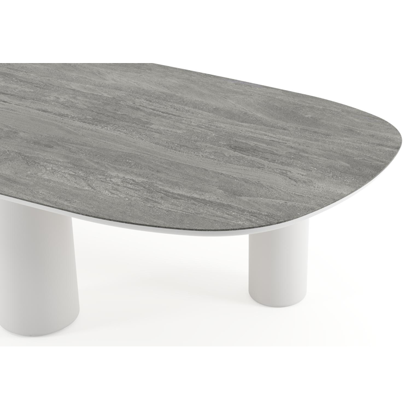 Amico tuintafel bombo xl in wit aluminium en volkeramiek Aspen Grey - L 320 x B 148 x H 73.5 cm