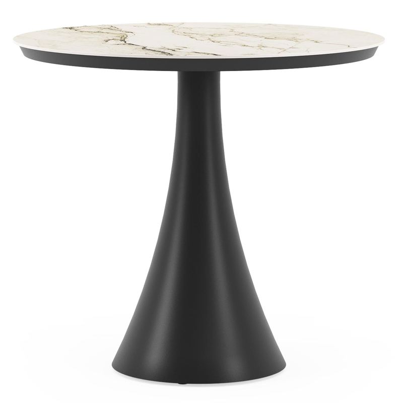 Fano tuintafel in zwart aluminium en volkeramiek colorado dunes - Dia. 85 x H 75 cm