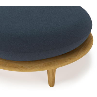 Bomero poef in teak met heritage indigo all weather sunbrella® luxe kussen