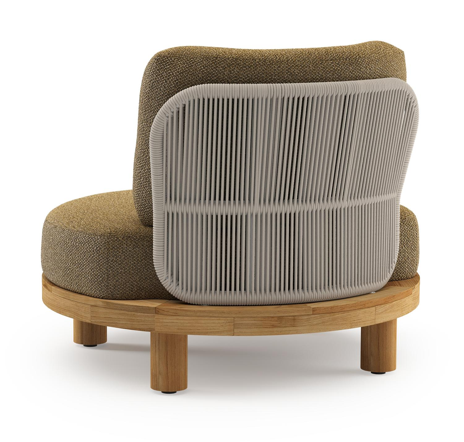 Donato loungestoel 1-zit in teak met madagascar walnut all weather Casettica kussen