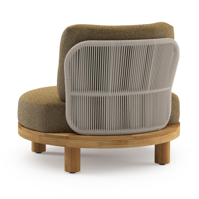 Donato loungestoel 1-zit in teak met madagascar walnut all weather Casettica kussen