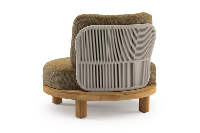 Donato loungestoel 1-zit in teak met madagascar walnut all weather Casettica kussen