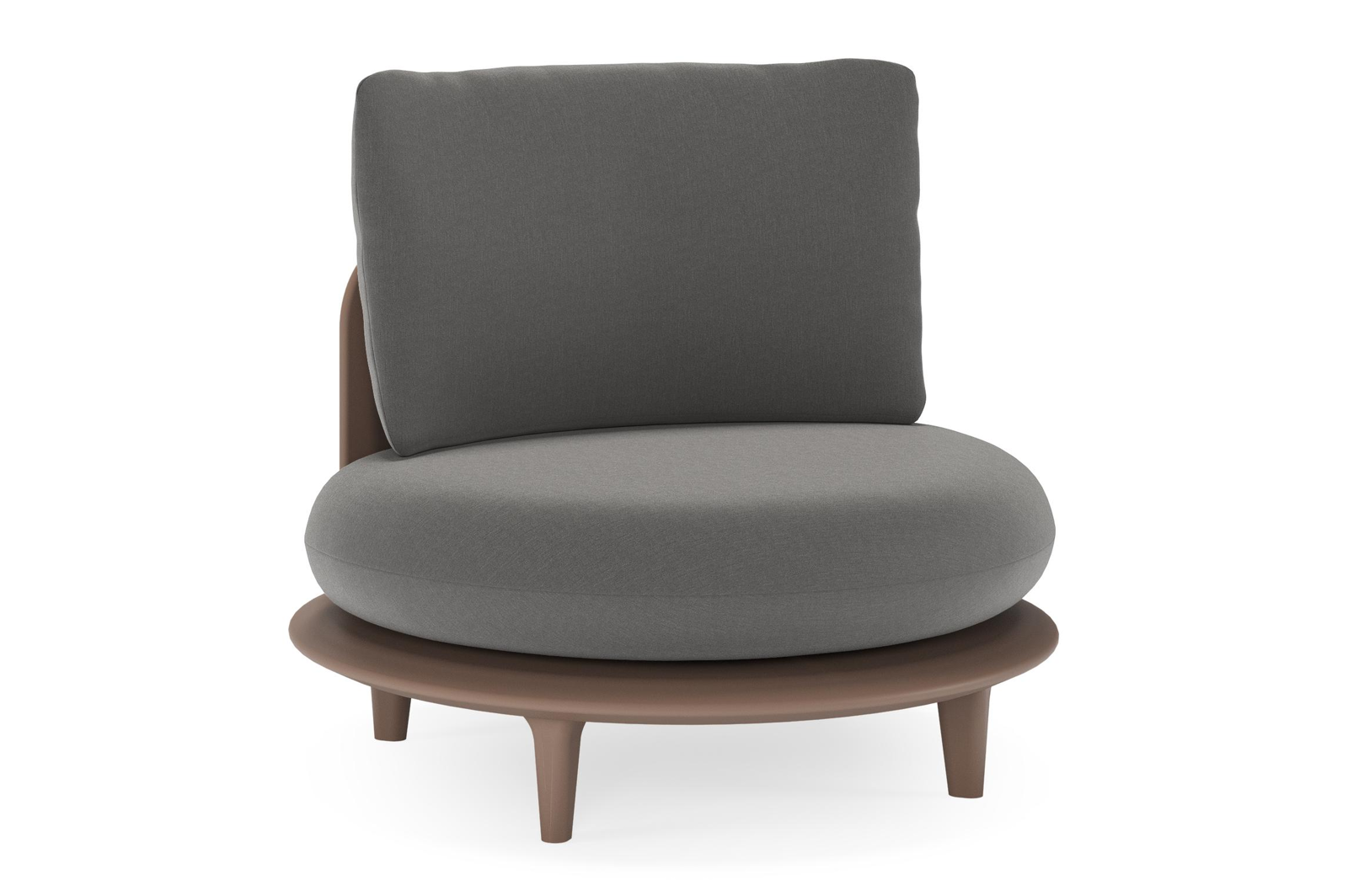 Bomero loungestoel in taupe aluminium met natte charcoal chine all weather sunbrella® luxe kussen