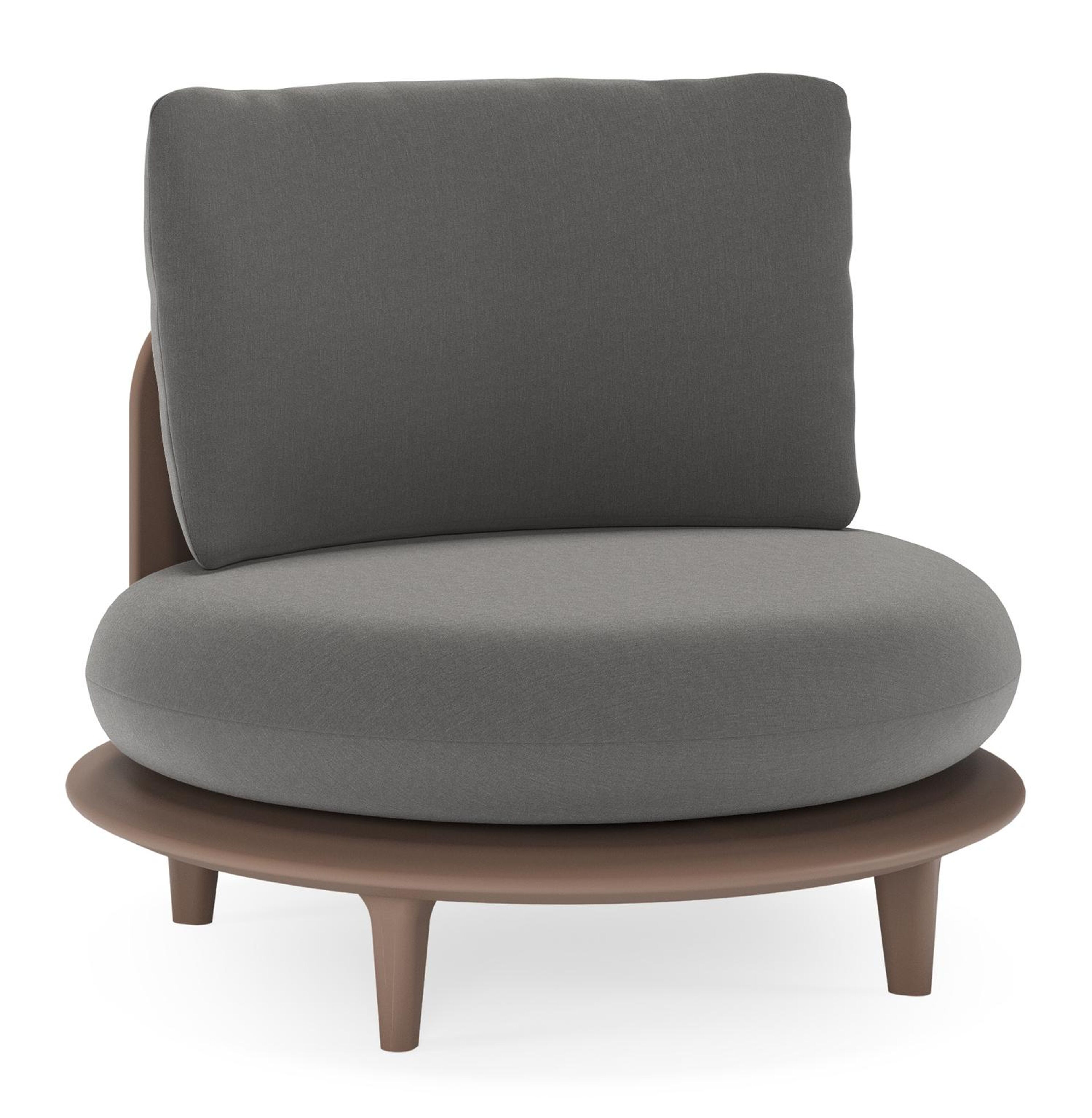 Bomero loungestoel in taupe aluminium met natte charcoal chine all weather sunbrella® luxe kussen