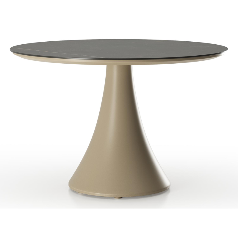 Fano low dining loungetafel rond in beige aluminium en volkeramiek Calatorao - Dia. 85 x H 55 cm