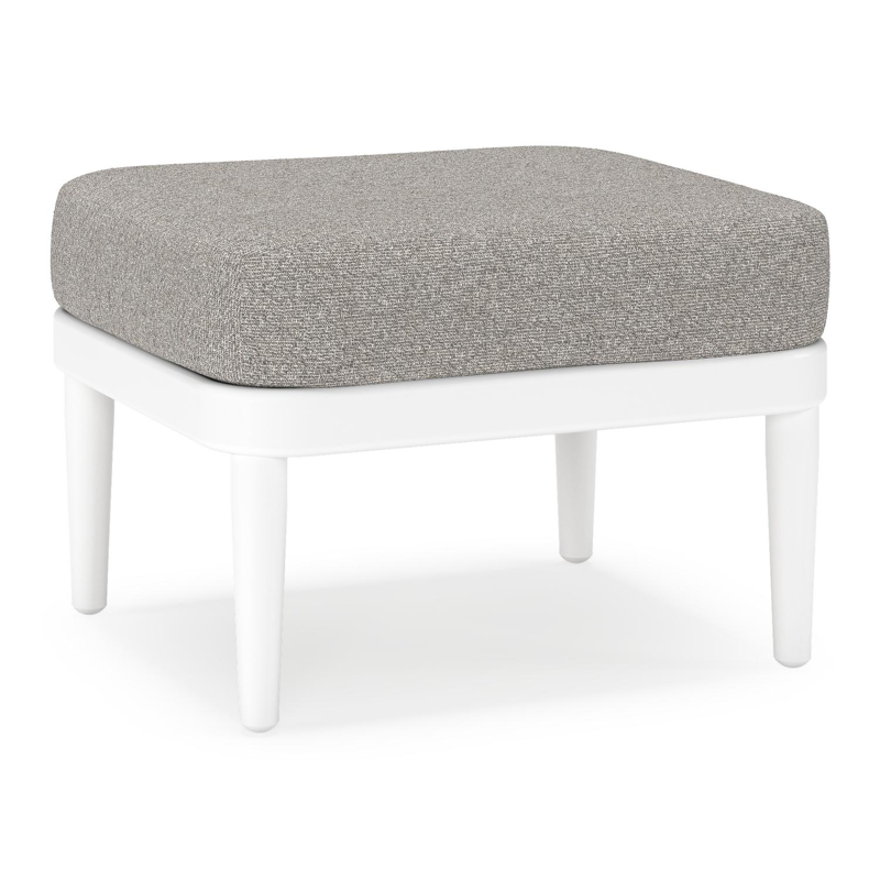 Pouf Orso en aluminium blanc et coussins en all weather sunbrella® luxe Tundra Charcoal