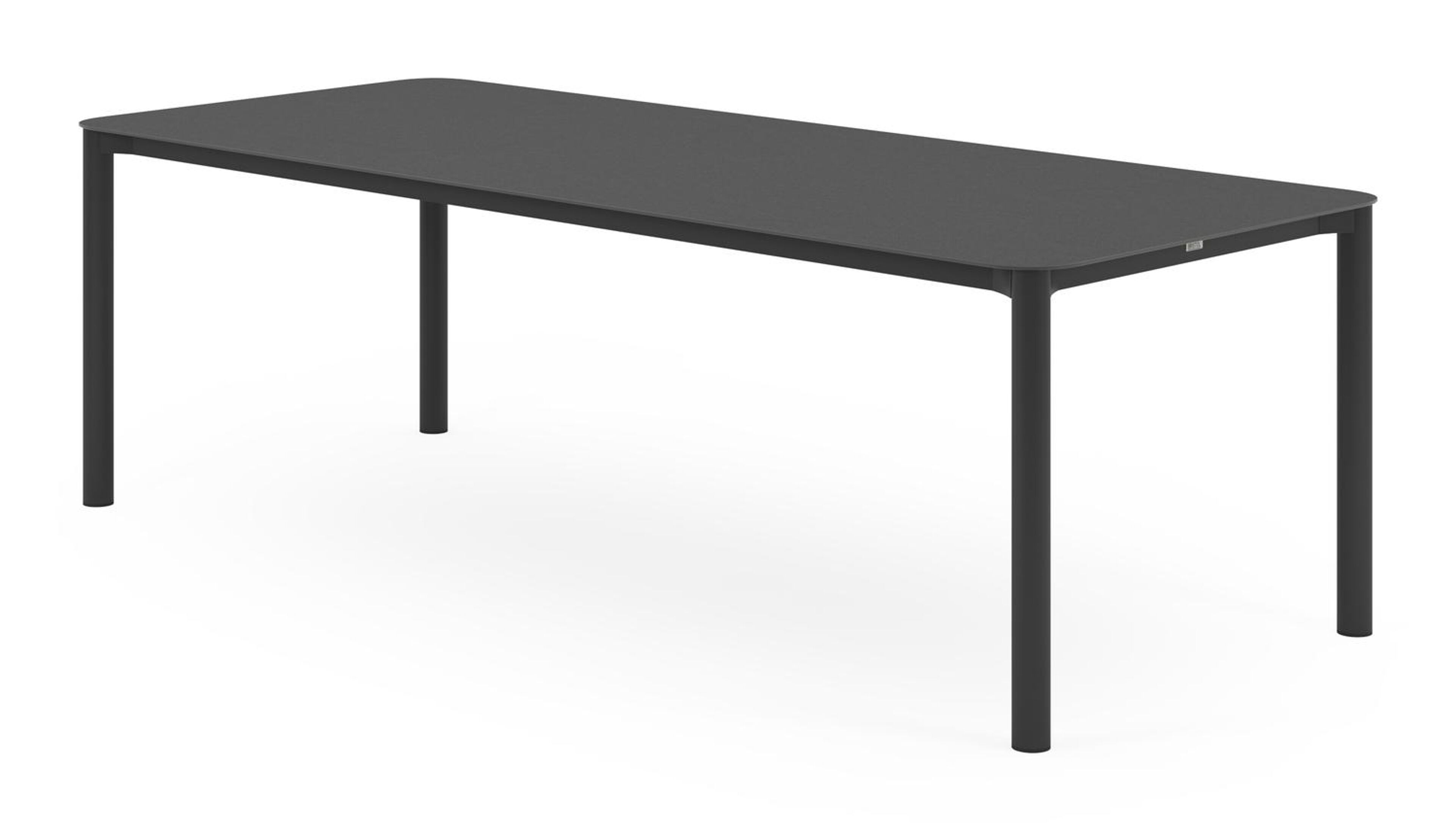Lugano tuintafel rechthoekig afgerond in zwart aluminium en volkeramiek nero black - L 240 x B 100 x H 75 cm