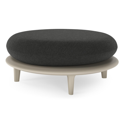 Pouf Bomero en aluminium beige et coussins en all weather sunbrella® luxe chartres sooty