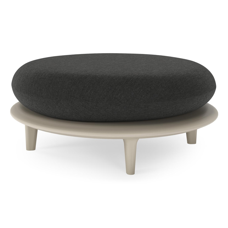 Bomero poef in beige aluminium met chartres sooty all weather sunbrella® luxe kussen