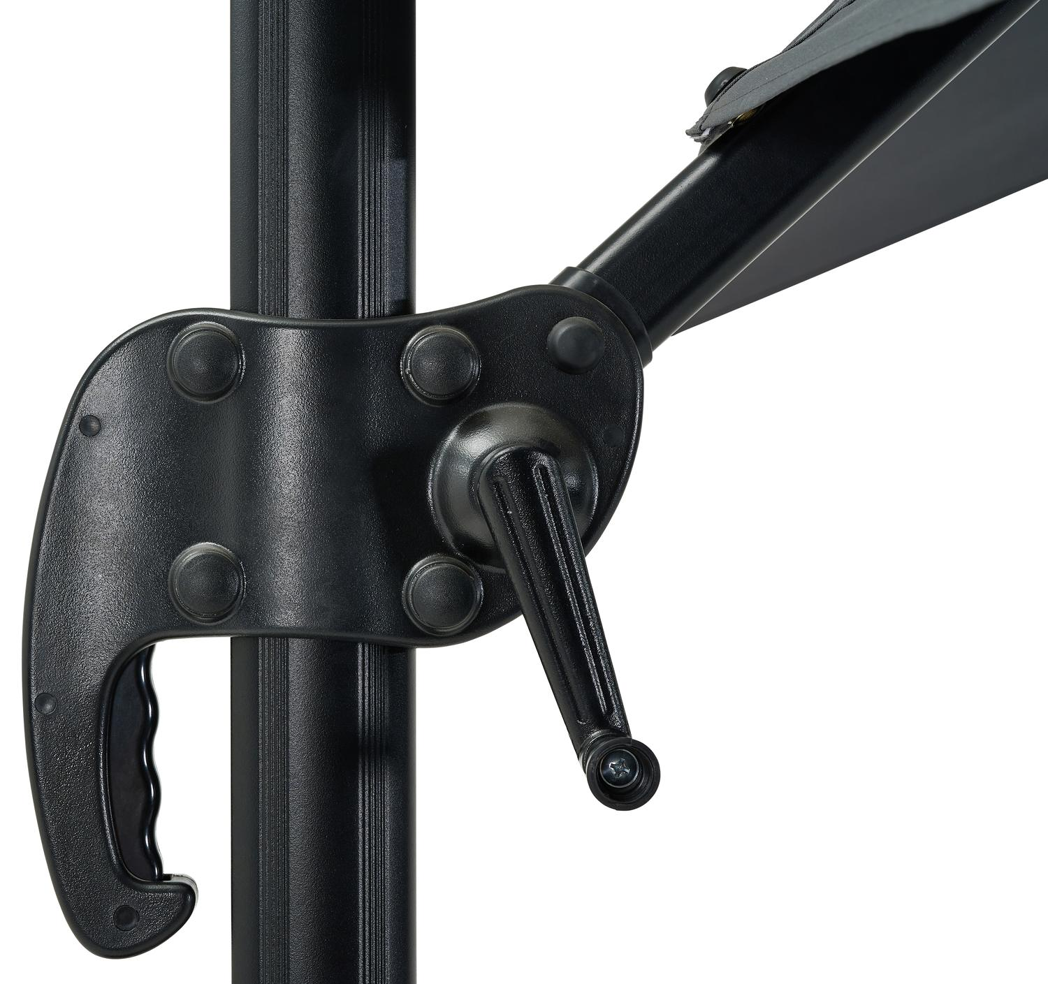 Avola zweefparasol met tiltfunctie in zwart aluminium met grijs weather+ softtouch parasoldoek - L1 300 x L2 300 cm (zonder voet)