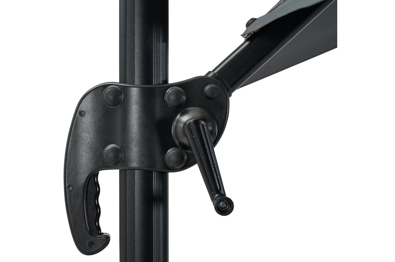 Avola zweefparasol met tiltfunctie in zwart aluminium met grijs weather+ softtouch parasoldoek - L1 300 x L2 300 cm (met voet)