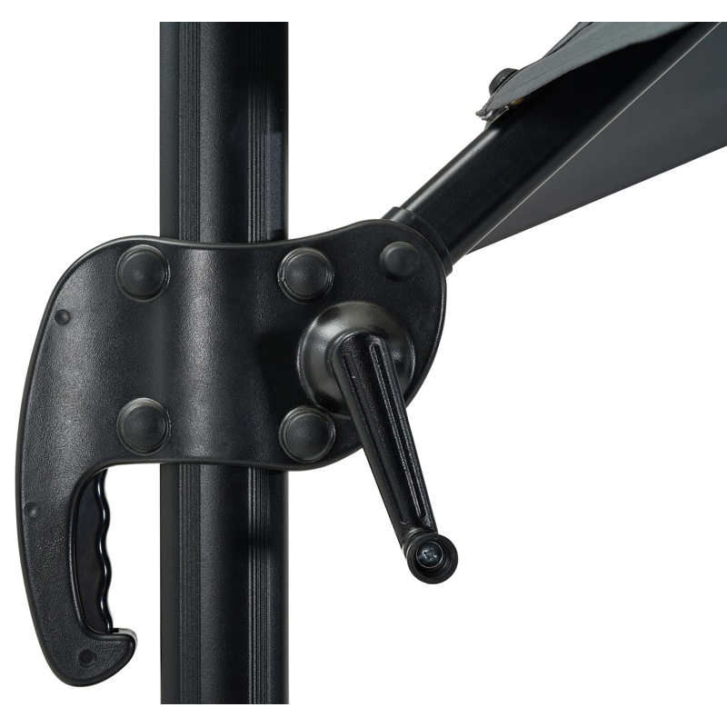 Avola zweefparasol met tiltfunctie in zwart aluminium met grijs weather+ softtouch parasoldoek - L1 300 x L2 300 cm (zonder voet)