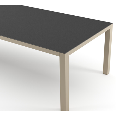 Como tuintafel rechthoekig in beige aluminium en volkeramiek Nero Black - L 280 x B 110 x H 73 cm