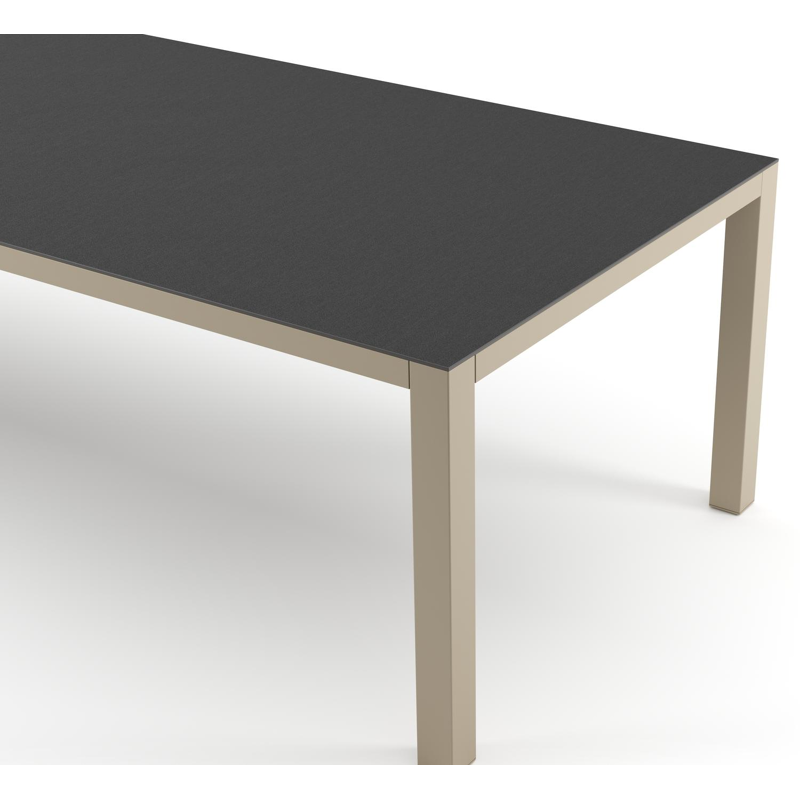 Como tuintafel rechthoekig in beige aluminium en volkeramiek Nero Black - L 280 x B 110 x H 73 cm