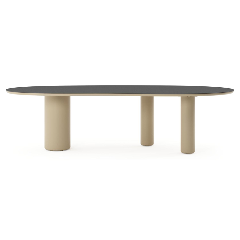 Amico tuintafel organisch in beige aluminium en volkeramiek Nero Black - L 280 x B 120 x H 73.5 cm
