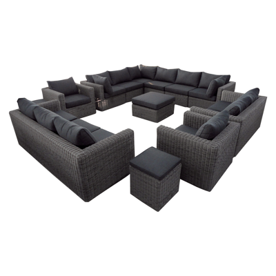 Amari tussenstuk in grijs wicker met polyester kussens