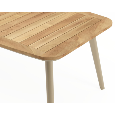 Mosa tuintafel bootvorm in beige aluminium en teak natural finish - L 240 x B 110 x H 74 cm