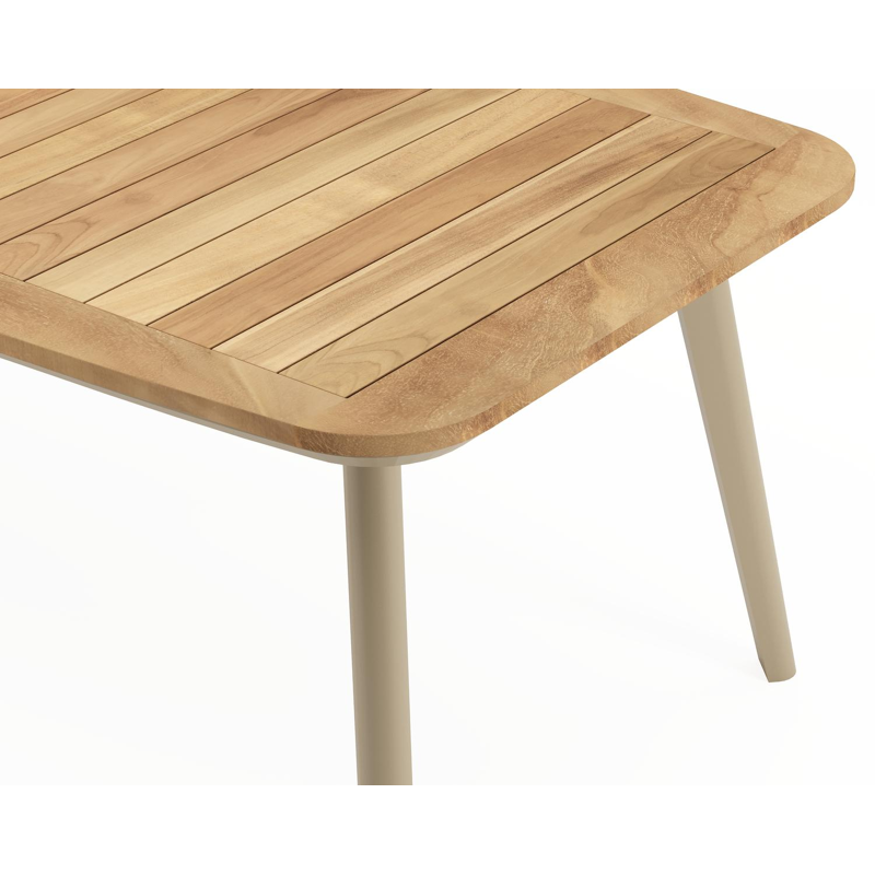 Mosa tuintafel bootvorm in beige aluminium en teak natural finish - L 240 x B 110 x H 74 cm