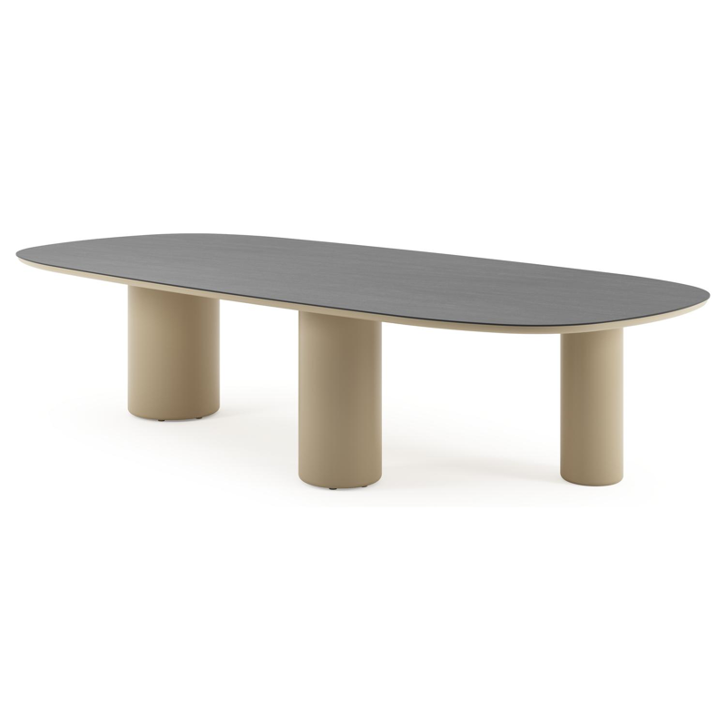 Amico tuintafel bombo xl in beige aluminium en volkeramiek Basalt Black - L 320 x B 148 x H 73.5 cm