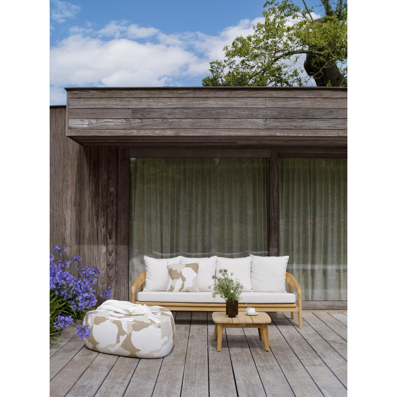 Lacrima loungebank 3-zit in teak met heritage papyrus all weather sunbrella® luxe kussen