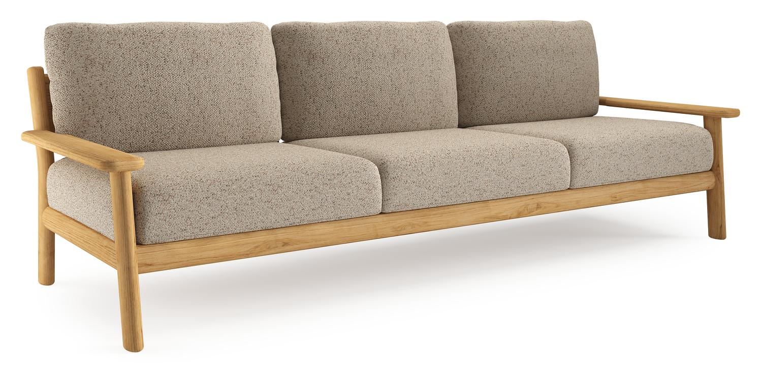 Amaro loungebank in teak met bora jungle all weather cosytica kussen