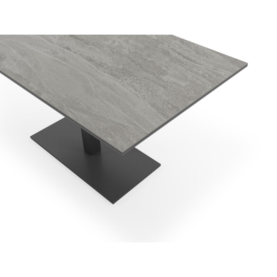Table de jardin Piemonte inclinable en aluminium noir et céramique pleine aspen grey - Lg 140 x Larg. 80 x H 74 cm