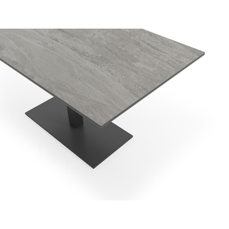 Piemonte kantelbare tuintafel rechthoekig in zwart aluminium en volkeramiek aspen grey - L 140 x B 80 x H 73 cm