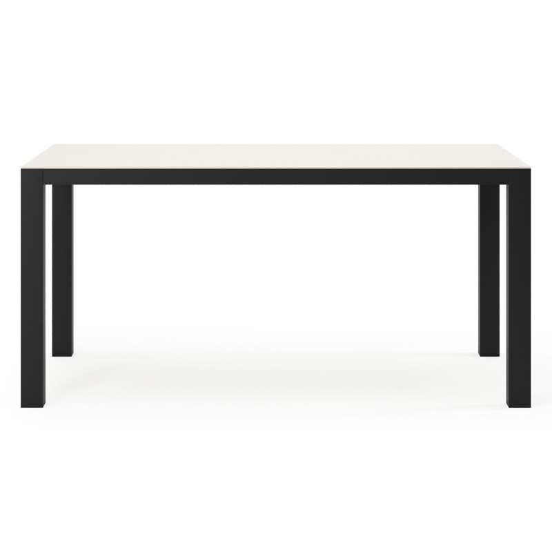 Varese tuintafel rechthoekig in zwart aluminium en sintered stone Crema minerale - L 160 x B 92 x H 73.5 cm