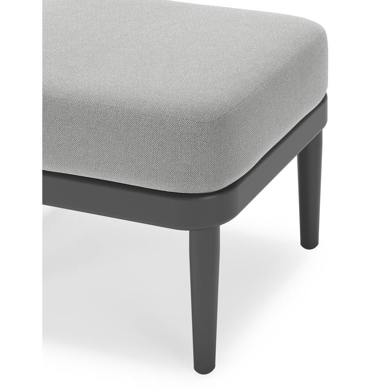 Pouf Orso en aluminium noir et coussins en all weather sunbrella® luxe Savane Grey