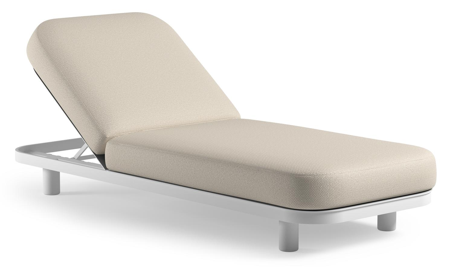 Donato verstelbaar ligbed in wit aluminium met althea off white all weather cosytica kussen