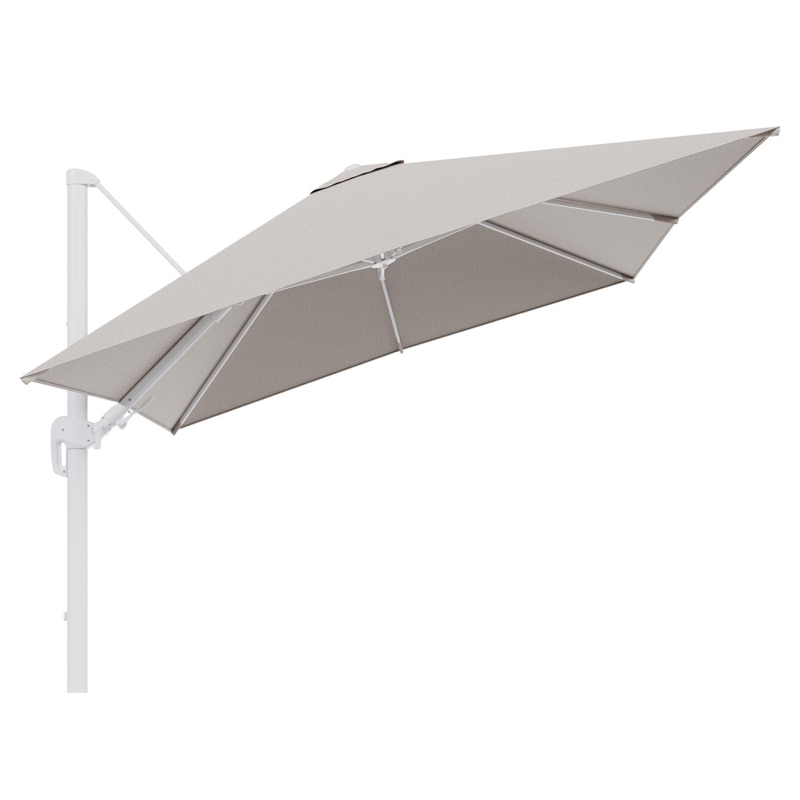 Rufina zweefparasol tiltfunctie in wit aluminium en parasoldoek in All Weather Sunbrella® Luxe Slow Farafra - L1 300 x L2 300 cm (zonder voet)