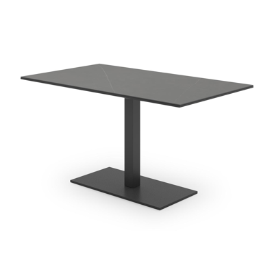 Table de jardin Piemonte inclinable en aluminium noir et céramique pleine calatorao - Lg 140 x Larg. 80 x H 74 cm