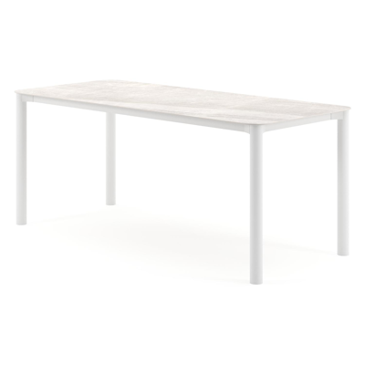 Orso tuintafel rechthoekig afgerond in wit aluminium en volkeramiek Taj Mahal - L 200 x B 80 x H 74.5 cm